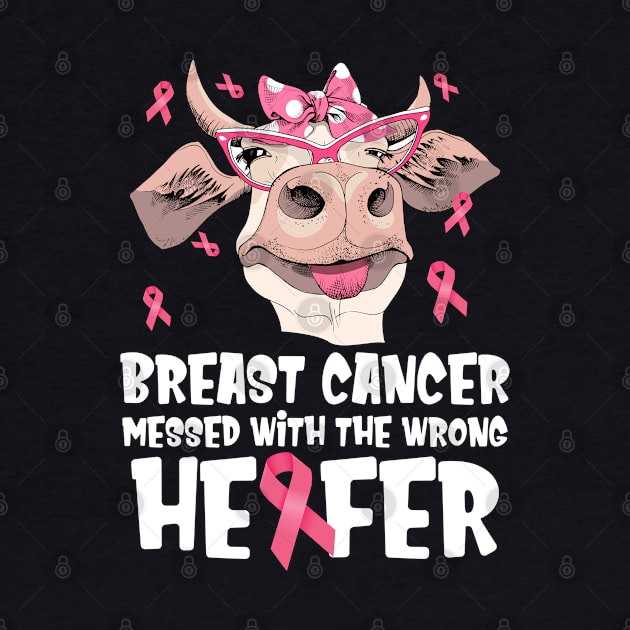 In October We Wear Pink Ribbon Cute Cow  Breast Cancer Month by Gendon Design